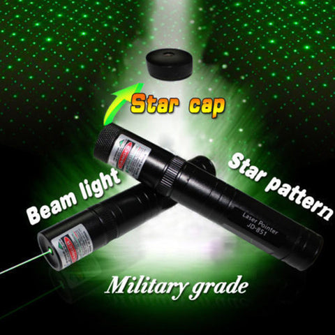 Military 100Miles 532nm Green Laser Pointer Pen Visible Beam + Battery  +Star Cap 
