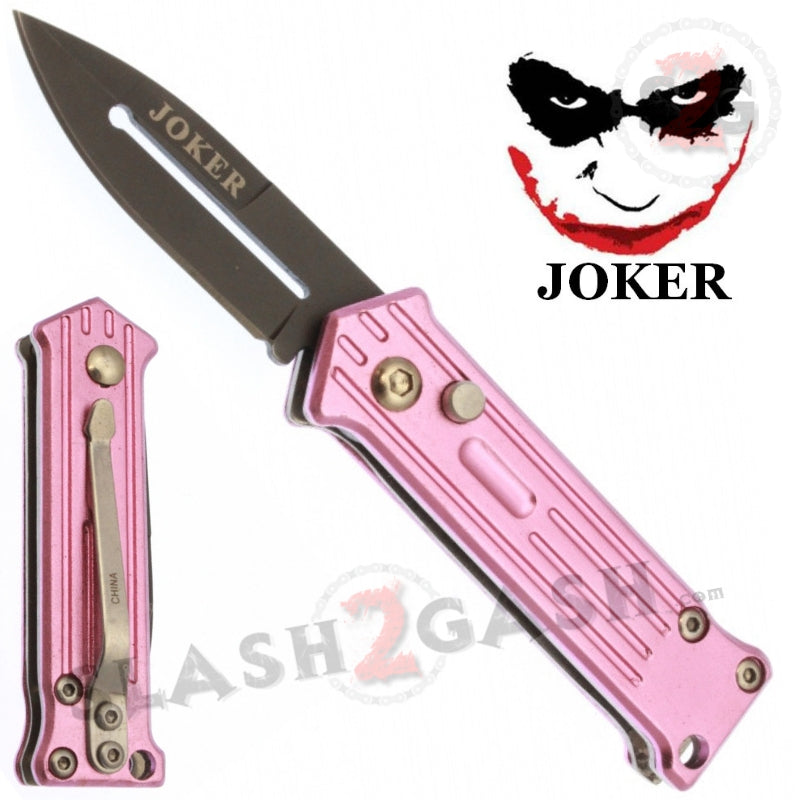 5 Pink Double Action MINI JOKER OTF Automatic knife-6E4-246