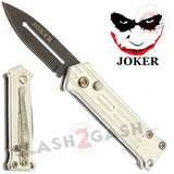 California Legal Mini Joker Knife Automatic Switchblade Knives - Silver