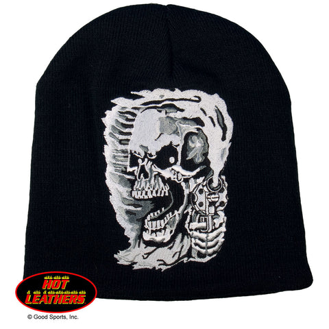 Hot Leathers Assassin Knit Cap Embroidered Skull & Pistols Beanie