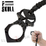 One Finger Punisher Skull Knuckle Paracord Self Defense Keychain - Black Jabber