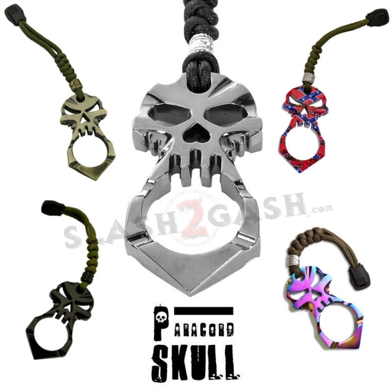 Black Skull Spiked Keychain (Death Skull Kubotan Keychain Steel