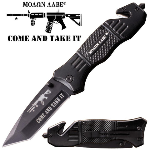Come and Take It Spring Assisted Pocket Knife Black Liner Lock - Tanto MOA