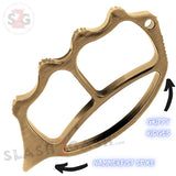 Hammer Fist Brass Knuckle Cruncher Steel Paper Weight w/ Spike - Antiqued Brass large big thick