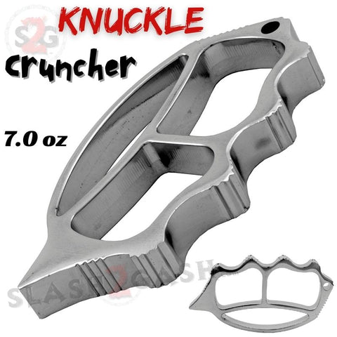 Hammer Fist Brass Knuckle Cruncher Steel Paper Weight w/ Spike - Silver Chrome large big thick