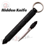Hidden Knife Self Defense Kubotan Stick Keychain w/ Dagger - Black Key Chain kubaton kobutan