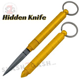 Kubotan Hidden Knife Gold Self Defense Stick Keychain w/ Dagger - Key Chain kubaton kobutan