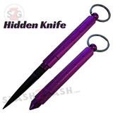 Hidden Knife Self Defense Kubotan Stick Keychain w/ Dagger - Purple Key Chain kubaton kobutan