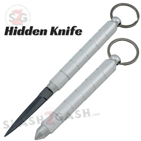 Kubotan Hidden Knife Self Defense Stick Keychain w/ Dagger - Silver Key Chain Kubaton Kobutan