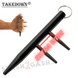 Steel Kubaton Kubotan Self Defense Keychain Stick with Prongs/Spikes - Black Ninja Weapon EXTRA WIDE