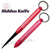 Kubotan Hidden Knife Red Rose Salmon Self Defense Stick Keychain w/ Black Dagger - Key Chain kubaton kobutan