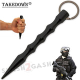 Wavy Kubotan Self Defense Stick Keychain Ninja Weapon - Black Kubaton Women Protection Martial Arts