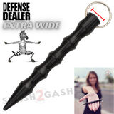 Wavy Kubotan Self Defense Stick Keychain Ninja Weapon - Black Extra Wide Thick Kubaton Women Protection Martial Arts