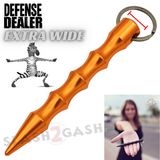 Wavy Kubotan Self Defense Stick Keychain Ninja Weapon - Orange Extra Wide Thick Kubaton Women Protection Martial Arts