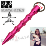 Wavy Kubotan Self Defense Stick Keychain Ninja Weapon - Pink Extra Wide Thick Kubaton Women Protection Martial Arts