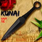 Expendables Throwing Knife Large Naruto Kunai Black w/ Ring and Sheath - Jason Statham 12" 1 Piece