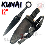 12" Kunai Throwing Knives w/ Ring and Sheath Expendables - 1 PC