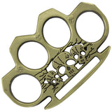 Life or Death Antiqued Brass Knuckle Buckle Triple Skull Paperweight