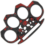 Life or Death Bloodstain Knuckle Buckle Triple Skull Paperweight Black with Red Splatter