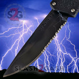 Taiwan Lightning OTF Dual Action Black Automatic Knife - Tactical Serrated Edge