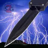 Taiwan Lightning OTF Dual Action Black Automatic Knife - Tactical Plain Edge