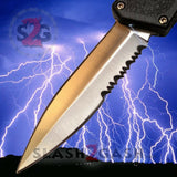 Taiwan Lightning OTF Dual Action Black Automatic Knife - Satin Combo Edge