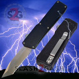 Lightning OTF Knife Black D/A Automatic Switchblade - Tanto Plain Edge