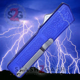 Lightning OTF Dual Action Blue Automatic Knife - Tactical Plain Edge