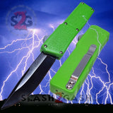 Lightning OTF Dual Action Green Automatic Knife - Tactical Plain Edge