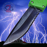 Taiwan Lightning OTF Dual Action Green Automatic Knife - Tactical Serrated Edge