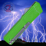 Lightning OTF Dual Action Green Automatic Knife - Tactical Plain Edge