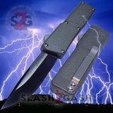 Lightning OTF Dual Action Grey Automatic Knife - Tactical Plain Edge