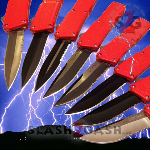 Lightning OTF Dual Action Red Automatic Knife - TAIWAN upgraded 8 Blades