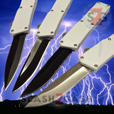 Lightning OTF Dual Action White Automatic Knife - TAIWAN upgraded 4 Blades