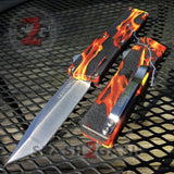 Lightning OTF Knife D/A Flame Fire Automatic Switchblade - Tanto Plain w/ Hydro Dip