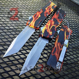 Lightning OTF Knife D/A Flame Fire Automatic Switchblade - Tanto w/ Hydro Dip Slash2Gash S2G
