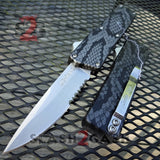 Lightning OTF Knife D/A Snake Skin Automatic Switchblade - Drop Point Serrated