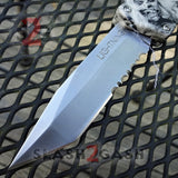 Lightning OTF Knife D/A Zombie Skulls Automatic Switchblade - Tanto Serrated