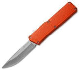Lightning OTF Dual Action Orange Automatic Knife - Satin Plain Edge