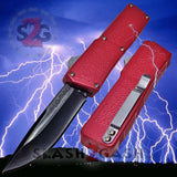 Lightning OTF Dual Action Red Automatic Knife - Tactical Plain Edge