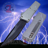 Lightning OTF Dual Action Silver Automatic Knife - Tactical Plain Edge