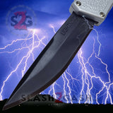 Lightning OTF Dual Action Silver Automatic Knife - Tactical Plain Edge