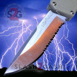 Lightning OTF Dual Action Desert Tan Automatic Knife - Satin Serrated