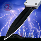 Lightning OTF Dual Action White Automatic Knife - Tactical Double Edge