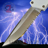 Taiwan Lightning OTF Dual Action White Automatic Knife - Satin Serrated Edge