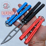 Channel Balisong Kershaw Lucha (clone) Butterfly Knife w/ Bushings - Stonewash Training Practice Safe Dull
