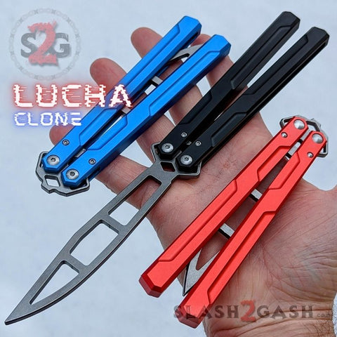 Channel Balisong Kershaw Lucha (clone) Butterfly Knife w/ Bushings - Stonewash Training Practice Safe Dull