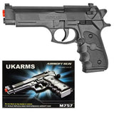 UKARMS M9 Baretta Black Plastic Airsoft Pistol Spring Powered BB Handgun M757B