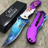 Fantasy Purple Mermaid Ocean View Spring Assisted Folding Knife
