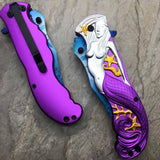 Fantasy Purple Mermaid Ocean View Spring Assisted Folding Knife